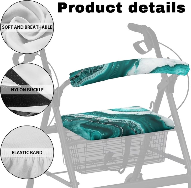 Vanideaoty Marbler Rollator Seat and Back Rest Covers Easy to Install Drive Rollator Accessories with Elastic Band Walker Accessories for Seniors with Seat Gift Covers - Image 5